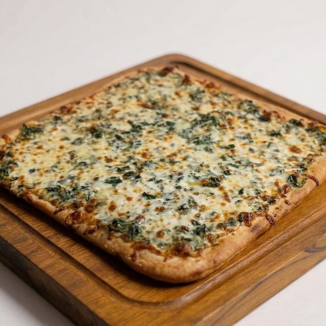Famous Spinach Florentine Pizza.